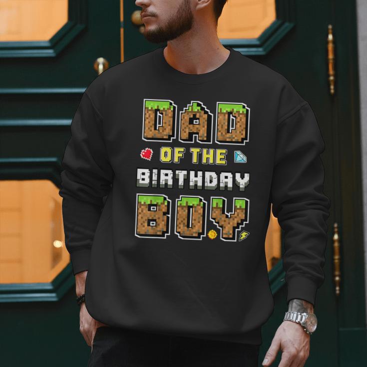 Dad Of The Birthday Boy Gamer Pixel Birthday Party Matching Men Sweatshirt