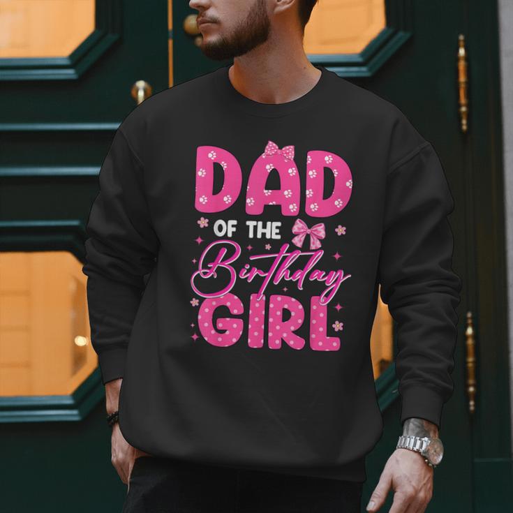 Dad Of The Birthday Girl Pink Bow Birthday Girl Family Men Sweatshirt