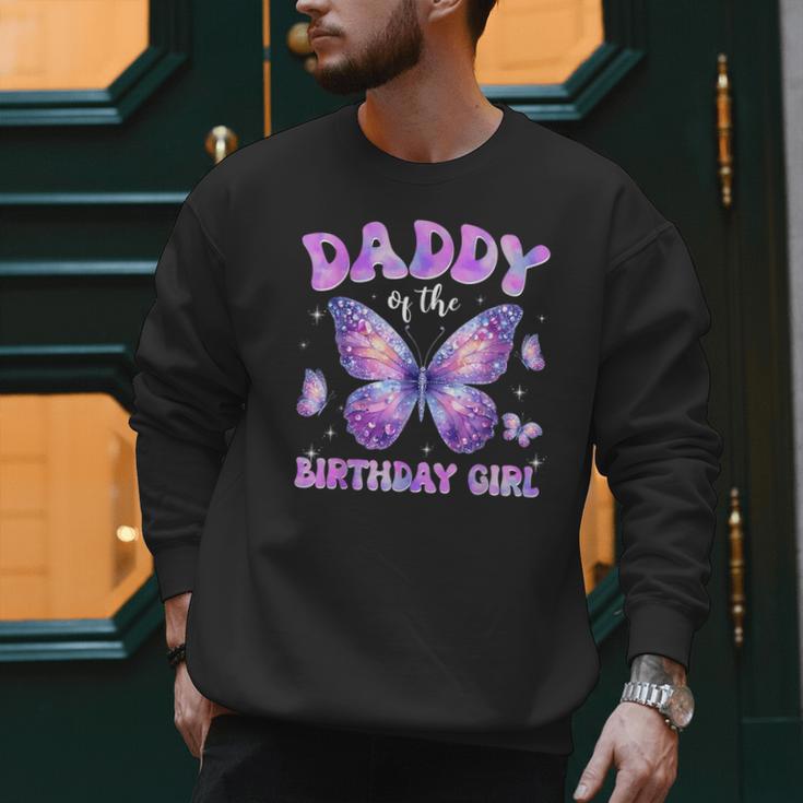 Dad Of The Birthday Girl Tie Dye Butterfly Birthday Family Men Sweatshirt