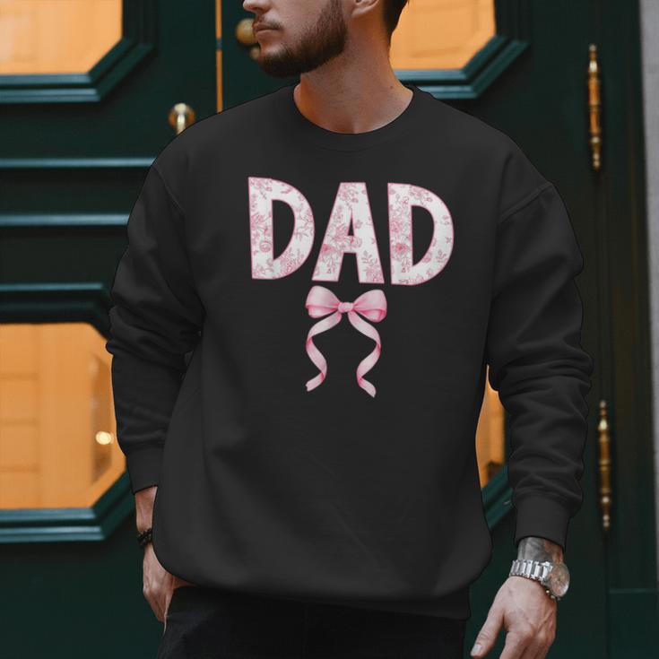Dad Birthday Squad Matching Coquette Bow Family Party Men Sweatshirt Dad Birthday Squad Matching Coquette Bow Family Party Men Sweatshirt