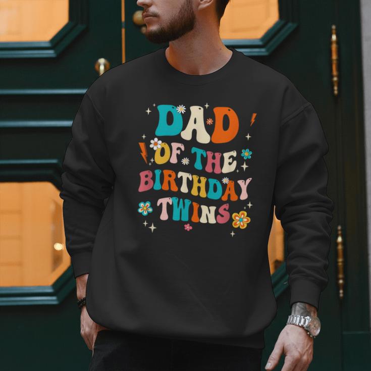 Dad Of The Birthday Twins Boys Girls Party Retro Bday Men Sweatshirt