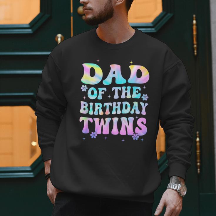 Dad Of The Birthday Twins Girls Kids Party Retro Bday Men Sweatshirt