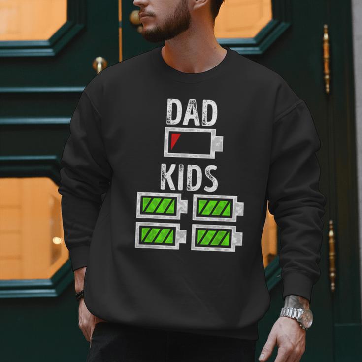 Dad Of Four Low Battery Father Of 4 Kids Dad Men Sweatshirt