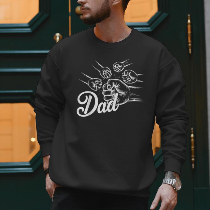 Dad Of Four Toddler Kids Fathers Day Fist Bump Family Men Sweatshirt