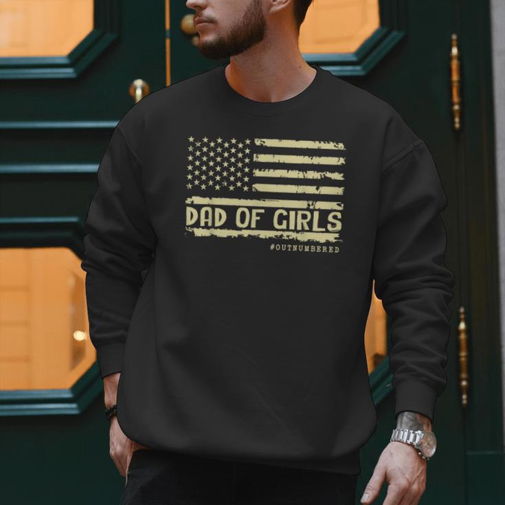 Dad Of Girls Outnumbered US Flag Father's Day Daughter Dad Men Sweatshirt