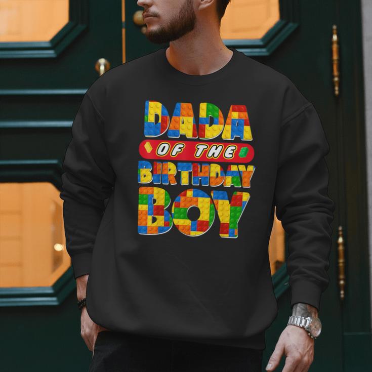Dad And Mom Dada Birthday Boy Building Bricks Family Party Men Sweatshirt