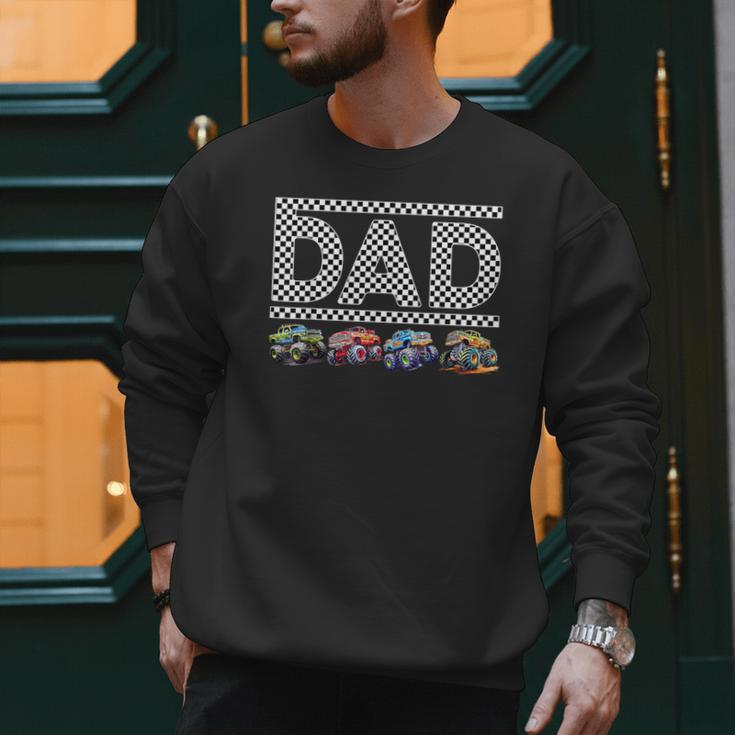 Dad Retro Monster Truck Family Crew Birthday Matching Family Men Sweatshirt
