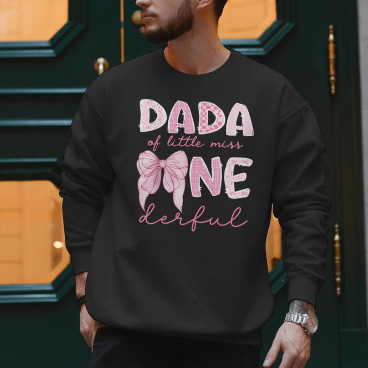 Dada Of Little Miss Onederful First Birthday Girl Bow Men Sweatshirt