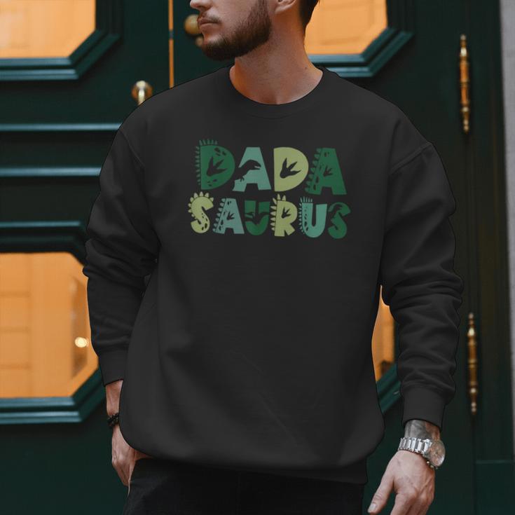 Dada Saurus Dad Dinosaur Three Rex Birthday Boy Girl Family Men Sweatshirt