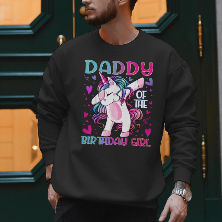 Daddy Of The Birthday Girl Dabbing Unicorn Dad Daddy Small Men Sweatshirt