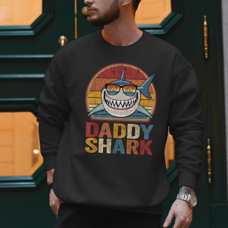 Daddy Shark Retro Shark Shirt Pajamas For Dad Dad Men Sweatshirt
