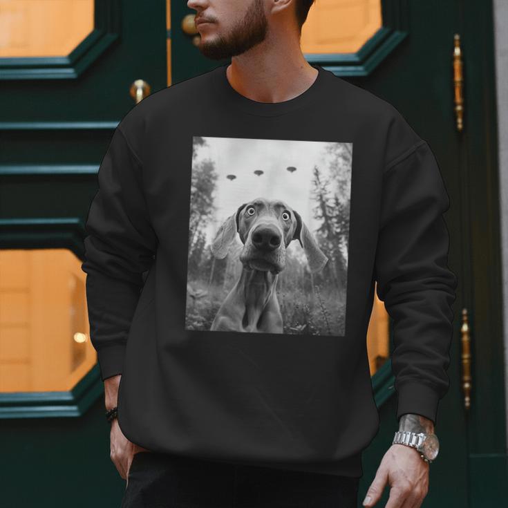 Dog Mom Dad Alien Selfie Weimaraner UFO For Men Women Men Sweatshirt