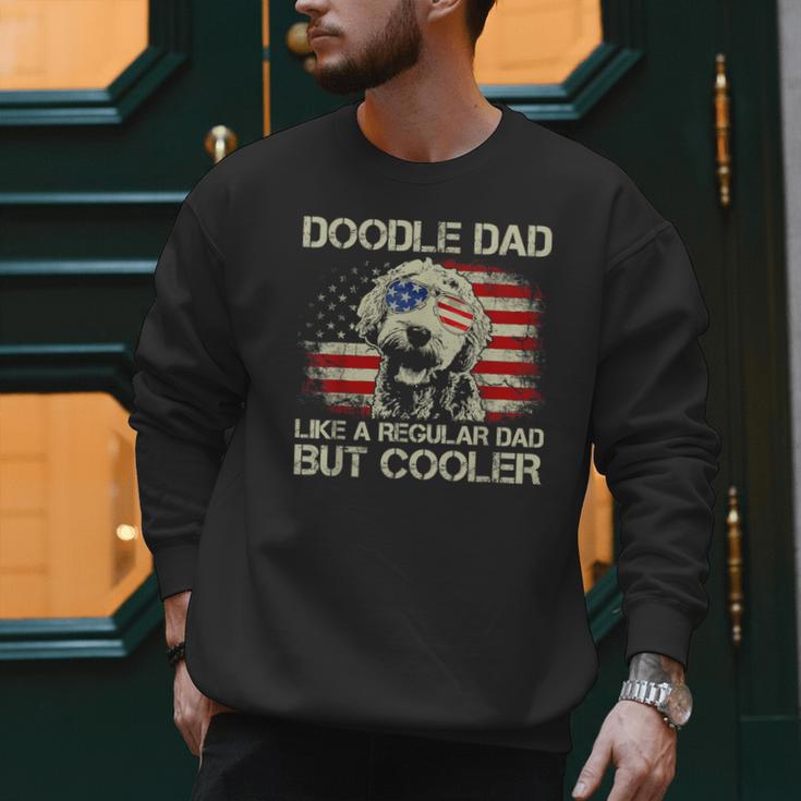 Doodle Dad Goldendoodle Regular Dad But Cooler American Flag Men Sweatshirt