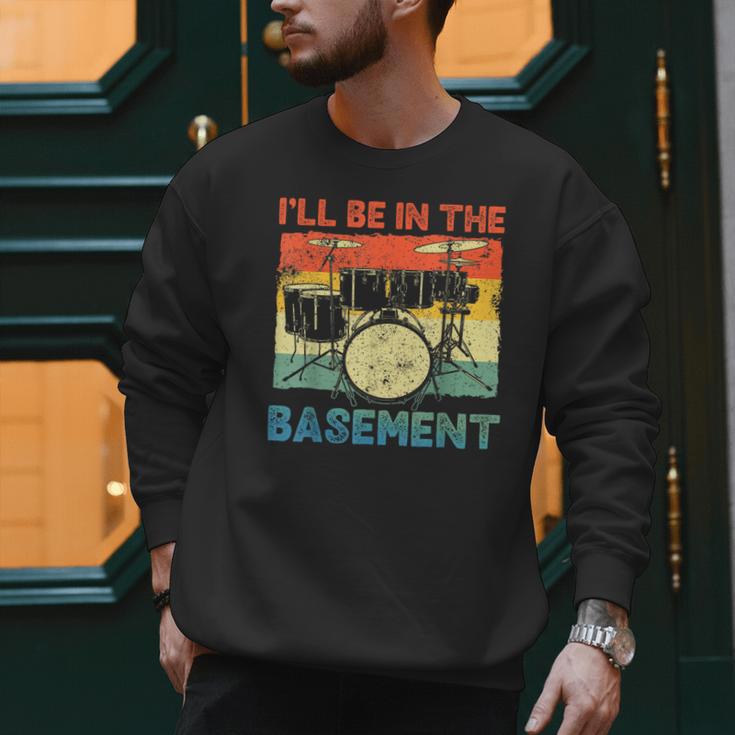 Drumming Basement Drum Set Drummer Rock Dad Grandpa Men Sweatshirt