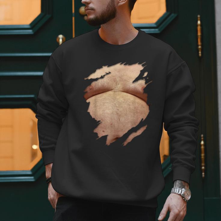 Fat Hairy Guy Big Stomach & Man Boobs Fat Dad BOD Men Sweatshirt