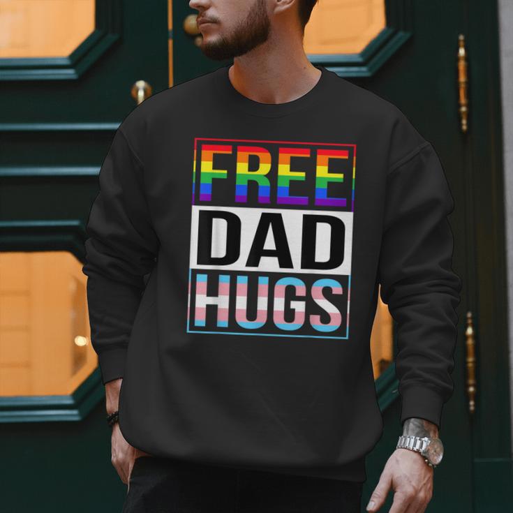 Free Dad Hugs LGBT Gay Pride Month Transgender Rainbow Flag Men Sweatshirt