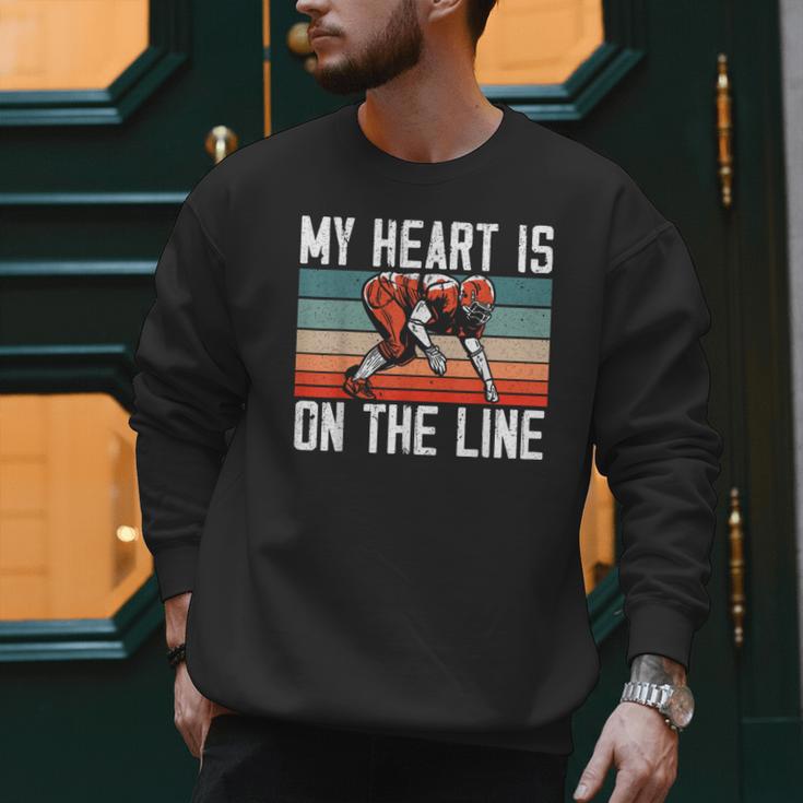 My Heart Is On The Line Football Mom Dad Offensive Lineman Men Sweatshirt