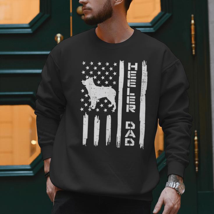 Heeler Dad Flag Vintage Blue Red Cattle Dog Patriot Men Men Sweatshirt