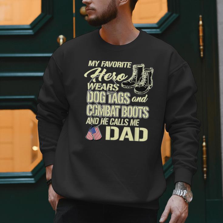 Hero Wears Dog Tags Combat Boots Proud Army Dad Father Men Sweatshirt