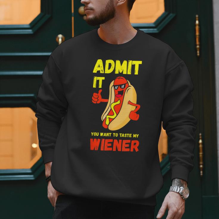 Hilarious Hot Dog Dad Joke Text Pun Dirty Joke -Barbecue Men Sweatshirt