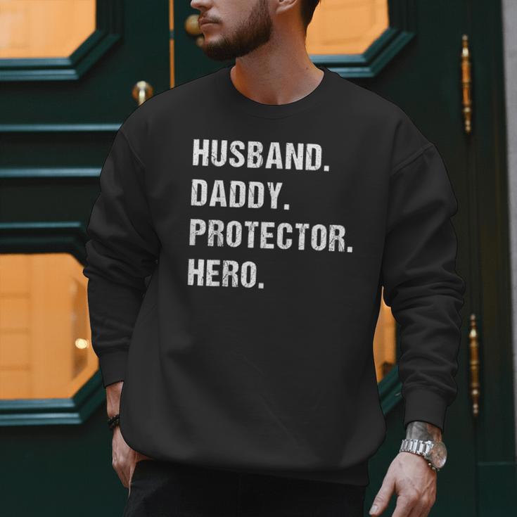 Husband Daddy Protector Hero For Dad Wife Small Men Sweatshirt