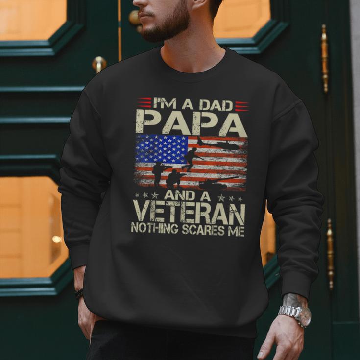 I'm A Dad Papa And Veteran Retro Dad Papa Grandpa Men Sweatshirt