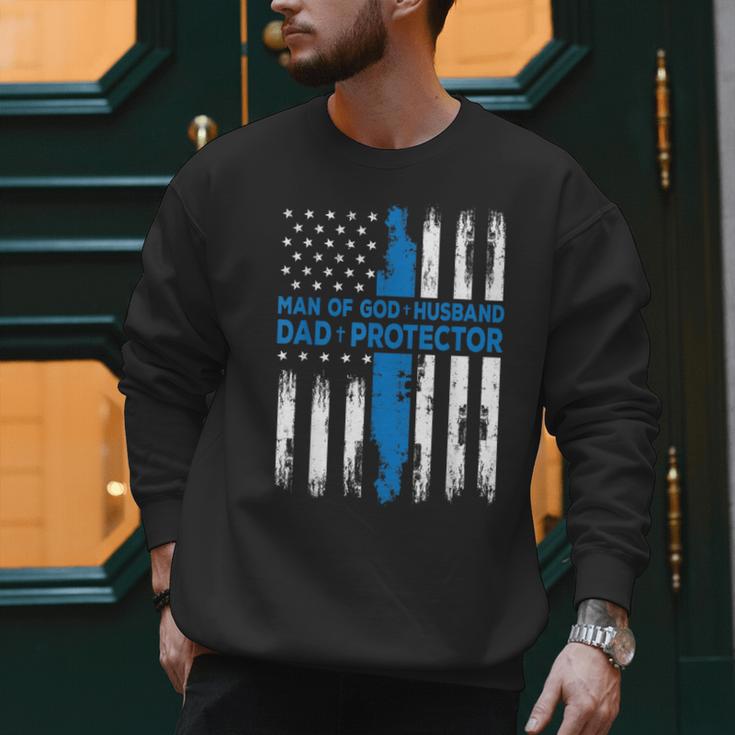 Jesus God Religious Man Of God Husband Dad Protector Men Sweatshirt