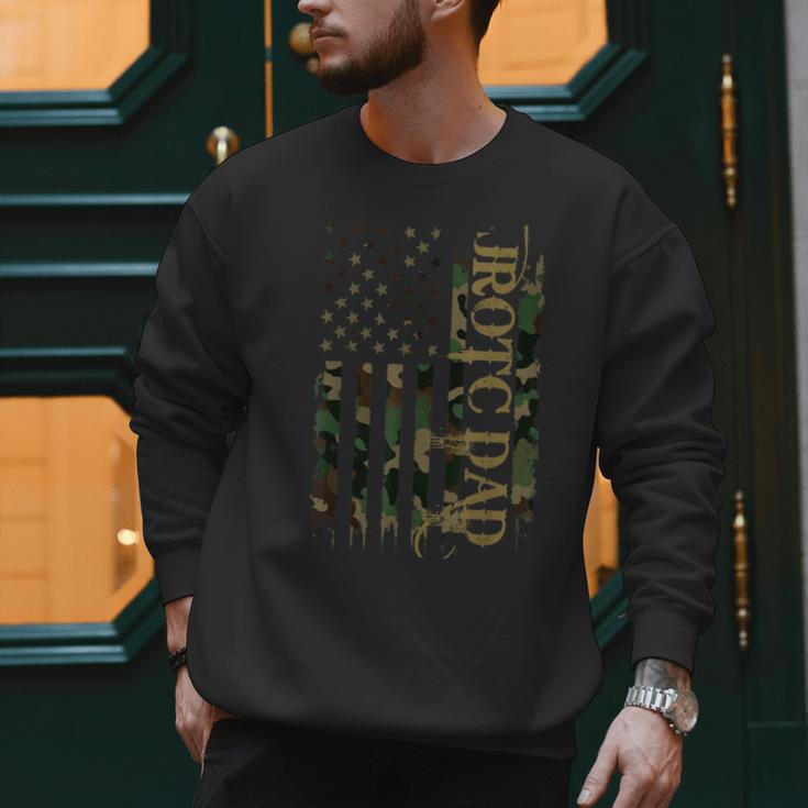 JROTC Dad United States Distressed Camo w US Flag Men Sweatshirt
