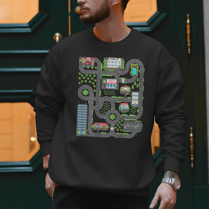 Kid Play Cars On Dad Back Race Track Mat Fathers Day Men Sweatshirt