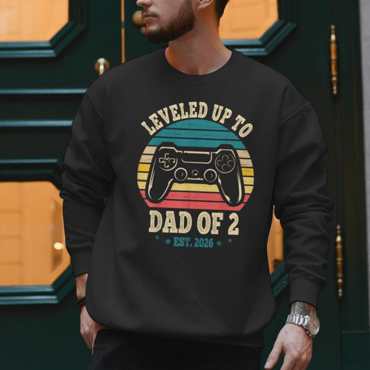 I Leveled Up To Dad Of 2 2026 Promoted To Dad Of Two Kids Men Sweatshirt