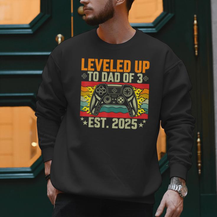 Leveled Up To Dad Of 3 Three Daddy Again 2025 Father's Day Men Sweatshirt Leveled Up To Dad Of 3 Three Daddy Again 2025 Father's Day Men Sweatshirt