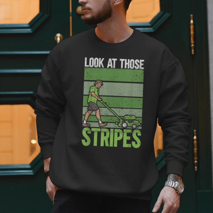 Look At Those Stripes Lawn Mowing Dad Lawn Mower Small Men Sweatshirt