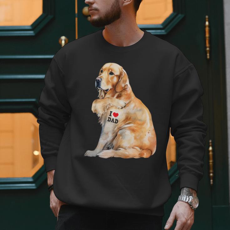 I Love Dad Patriotic Golden Retriever Canine Dog Lover Men Sweatshirt