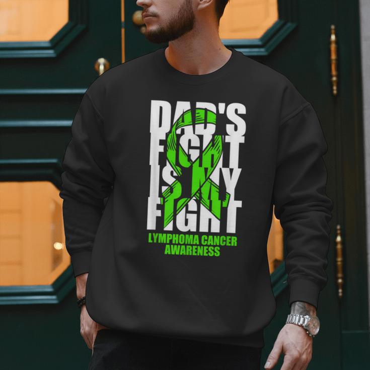 Lymphoma Cancer Awareness Lime Green Ribbon Dad's Fight Men Sweatshirt Lymphoma Cancer Awareness Lime Green Ribbon Dad's Fight Men Sweatshirt