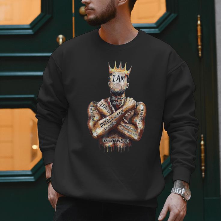 I Am Man King Powerful Dad Afro Melanin Black History Men Sweatshirt