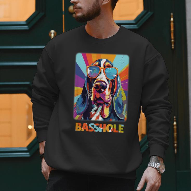 Mom & Dad Of a Basshole Basset Hound With Glasses -Adults Short Sleeve Men Sweatshirt