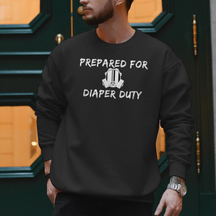 New Dad Prepared For Diaper Duty Saying Quote Men Sweatshirt