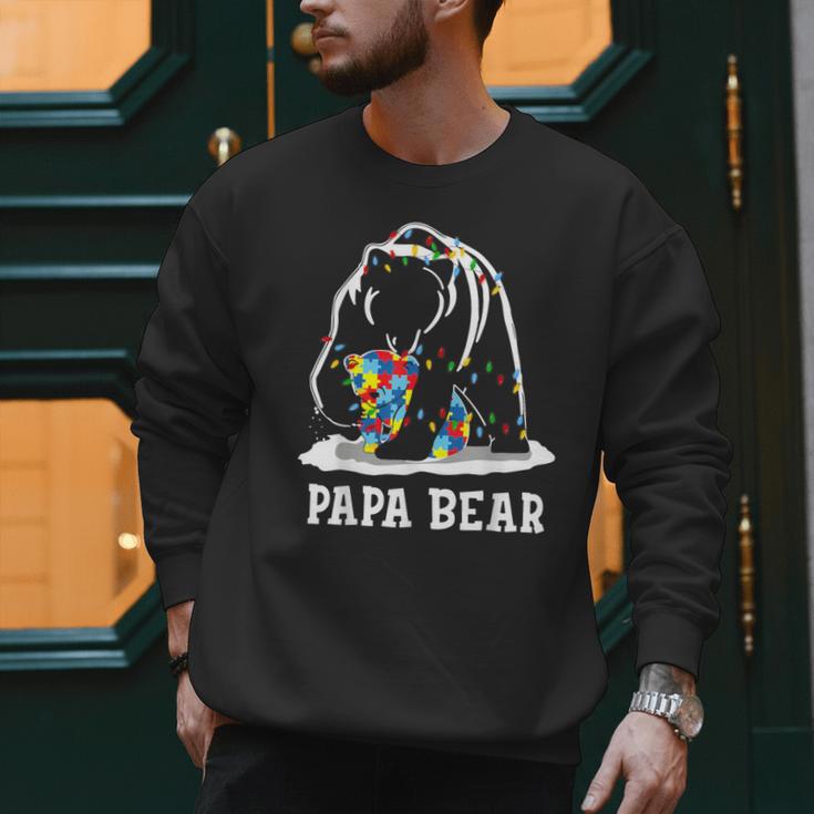 Papa Bear Autism Awareness Autism Matching Family Dad Men Sweatshirt