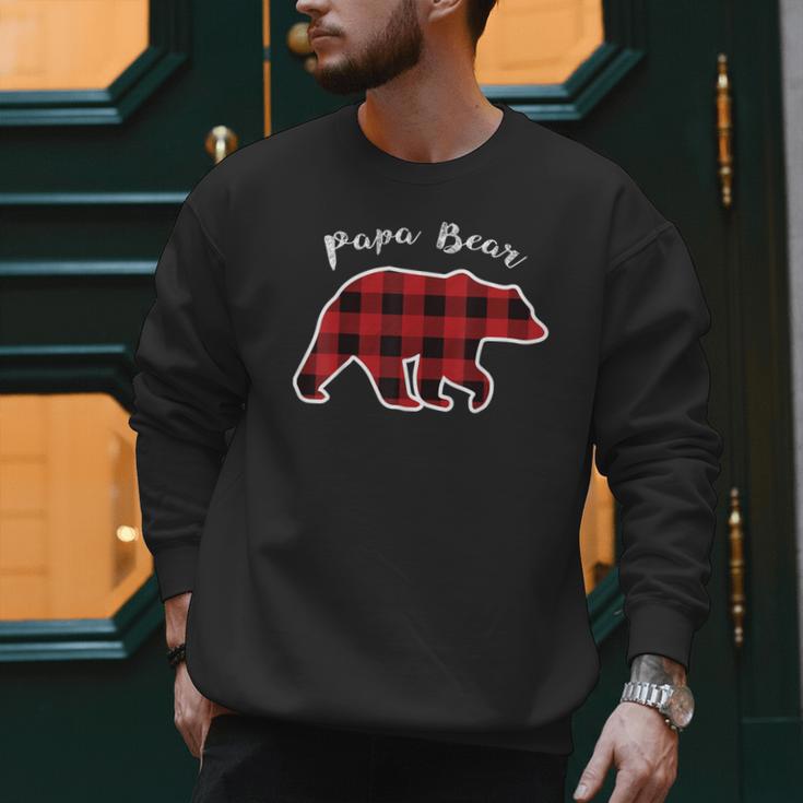 PAPA Bear Men Red Plaid Christmas Pajama Family Dad Small Men Sweatshirt