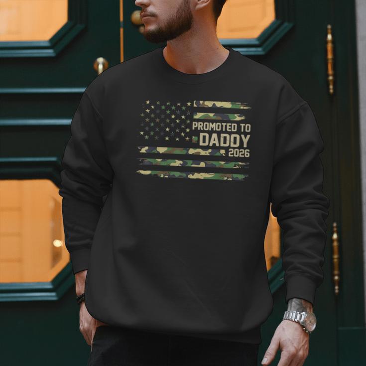 Promoted To Daddy Est 2026 Camo USA Flag New Dad 2026 Men Sweatshirt