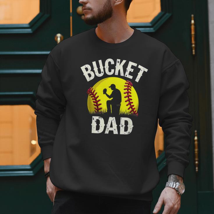 Retro Daddy Bucket Dad Softball Girl Men Sweatshirt Retro Daddy Bucket Dad Softball Girl Men Sweatshirt