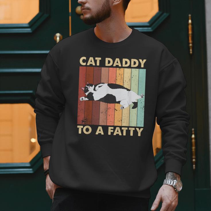 Retro Fat Chonk Dad Tee Cat Daddy To A Fatty Men Sweatshirt