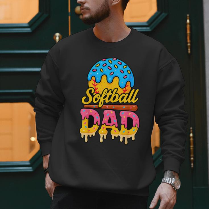 Retro Ice Cream Drip Softball Dad Game Day Dad Father's Day Men Sweatshirt Retro Ice Cream Drip Softball Dad Game Day Dad Father's Day Men Sweatshirt
