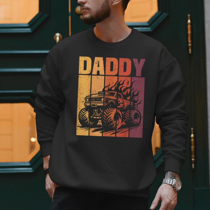 Retro Monster Truck Daddy Matching Family Birthday Party Men Sweatshirt