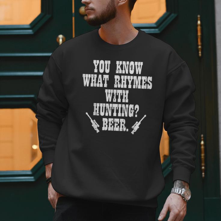 What Rhymes With Hunting Deer Hunter Dad Grandpa Men Men Sweatshirt