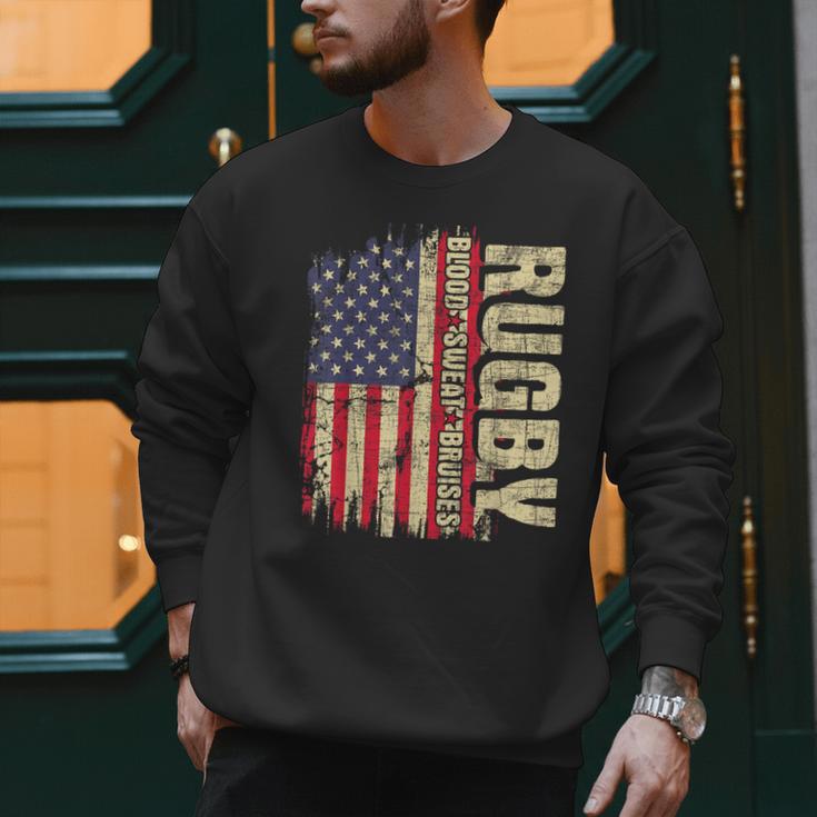Rugby Blood Sweat Bruises Rugby Player Coach Dad Mom Men Sweatshirt
