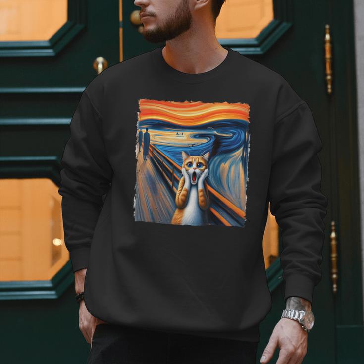 The Scream Cat Parody For Kitty Cat Lover Cat Mom Cat Dad Men Sweatshirt