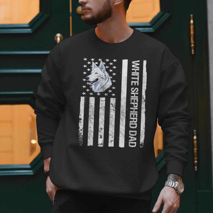 Shepherd Dad USA Flag White German Shepherd Men Sweatshirt