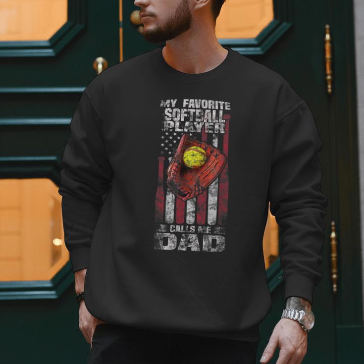 Softball Dad My Favorite Softball Player Calls Me Dad Men Sweatshirt