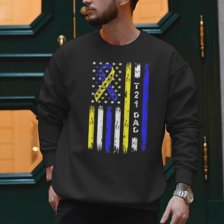 T21 Dad American Flag Down Syndrome Awareness Men Sweatshirt T21 Dad American Flag Down Syndrome Awareness Men Sweatshirt